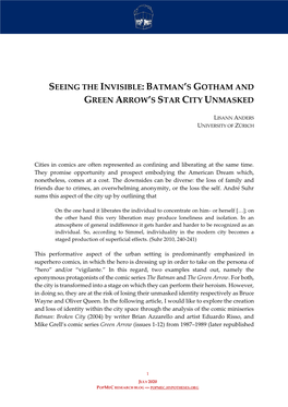 'Seeing the Invisible: Batman's Gotham and Green Arrow's Star