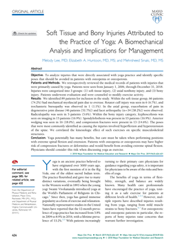 Soft Tissue and Bony Injuries Attributed to the Practice of Yoga: a Biomechanical Analysis and Implications for Management