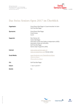 Das Swiss Seniors Open 2017 Im Überblick