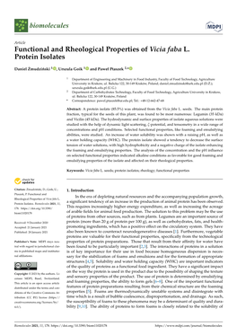 Functional and Rheological Properties of Vicia Faba L.Protein Isolates