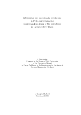 Interannual and Interdecadal Oscillations in Hydrological Variables: Sources and Modeling of the Persistence in the Elbe River Basin