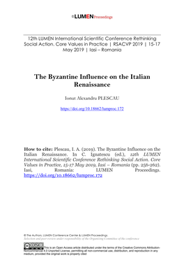 The Byzantine Influence on the Italian Renaissance