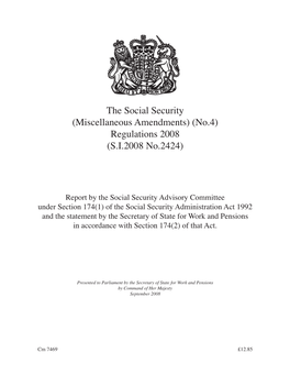 The Social Security (Miscellaneous Amendments) (No.4) Regulations 2008 (S.I.2008 No.2424)