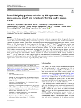 Stromal Hedgehog Pathway Activation by IHH Suppresses Lung Adenocarcinoma Growth and Metastasis by Limiting Reactive Oxygen Species