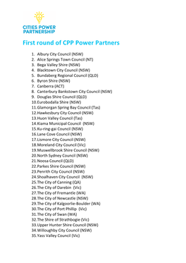 First Round of CPP Power Partners