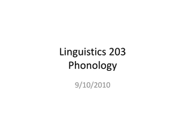 Linguistics 101 Phonology