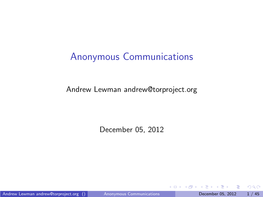 Anonymous Communications