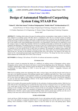 Design of Automated Mutilevel Carparking System Using STAAD Pro