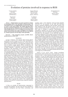 Evolution of Proteins Involved in Response To