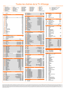 Toutes Les Chaînes De La TV D'orange Légende 19 Août Au 06 Octobre 2021