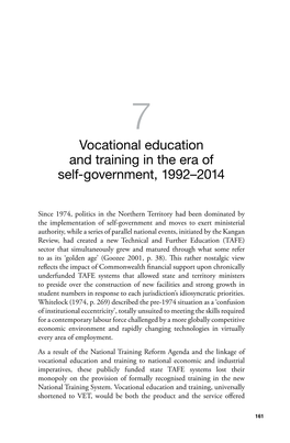 Vocational Education and Training in the Era of Self-Government, 1992