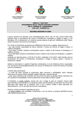 Per Il Comune Di Carmignano (Cig Cuc: 72668591C1)