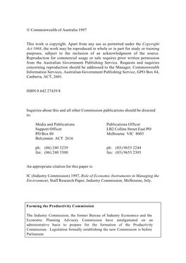 Commonwealth of Australia 1997 This Work Is