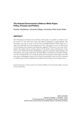 The Howard Government's Defence White Paper: Policy, Process And