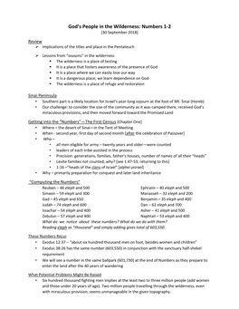 God's People in the Wilderness: Numbers