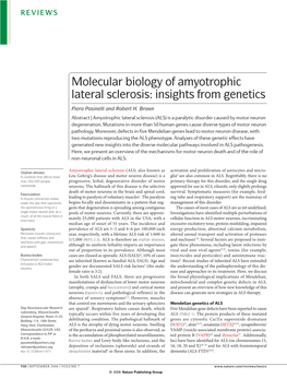 Molecular Biology of Amyotrophic Lateral Sclerosis: Insights from Genetics