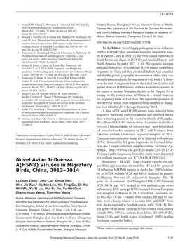 Novel Avian Influenza A(H5N8) Viruses in Migratory Birds