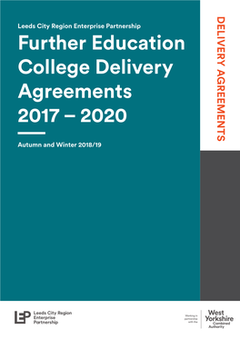 Further Education College Delivery Agreements 2017 – 2020