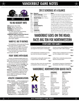 Vanderbilt Game Notes