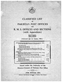 Pak Pos and RMS Offices 3Rd Ed 1962