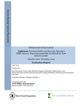 Tajikistan PRRO 20122 Final Evaluation Report 14072014