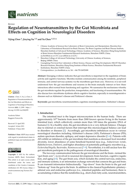 Regulation of Neurotransmitters by the Gut Microbiota and Effects on Cognition in Neurological Disorders