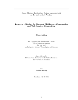 Temporary Binding for Dynamic Middleware Construction and Web Services Composition