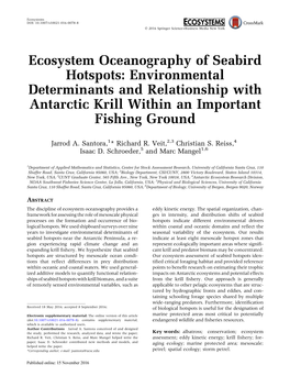 Ecosystem Oceanography of Seabird Hotspots: Environmental Determinants and Relationship with Antarctic Krill Within an Important Fishing Ground