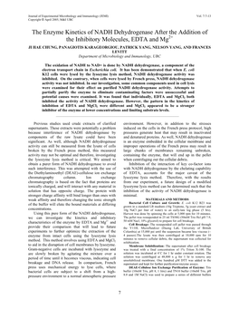 The Enzyme Kinetics of NADH Dehydrogenase After the Addition