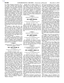 CONGRESSIONAL RECORD— Extensions of Remarks E1708 HON