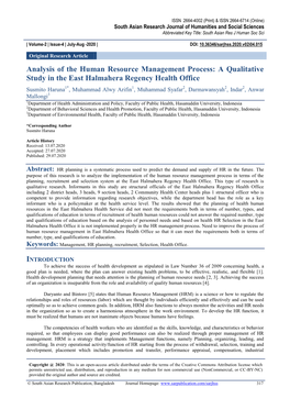 Analysis of the Human Resource Management Process: a Qualitative Study in the East Halmahera Regency Health Office