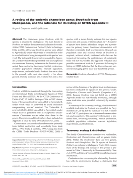 A Review of the Endemic Chameleon Genus Brookesia from Madagascar, and the Rationale for Its Listing on CITES Appendix II