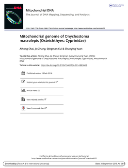 Mitochondrial Genome of Onychostoma Macrolepis (Osteichthyes: Cyprinidae)