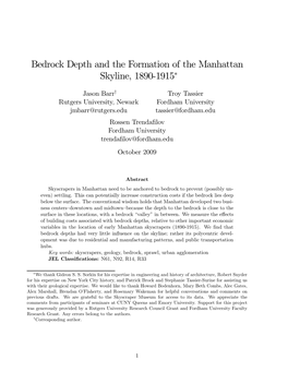 Bedrock Depth and the Formation of the Manhattan Skyline, 1890-1915∗