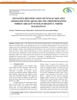 Tentative Identification of Fungal Isolates Assosiated with Aquillaria Spp