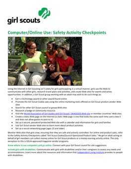 Computer/Online Use: Safety Activity Checkpoints