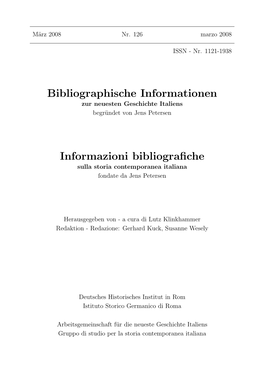 Bibliographische Informationen Informazioni Bibliografiche