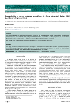 Research Article Redescripción Y Nuevos Registros Geográficos De