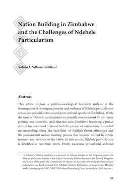 Nation Building in Zimbabwe and the Challenges of Ndebele Particularism