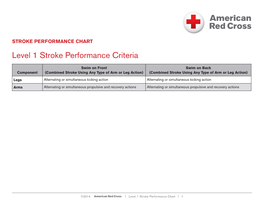 Level 1 Stroke Performance Criteria