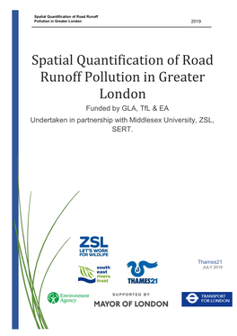 Spatial Quantification of Road Runoff Pollution in Greater London 2019