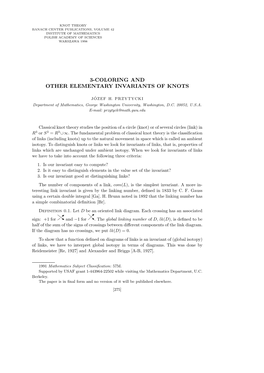 3-Coloring and Other Elementary Invariants of Knots