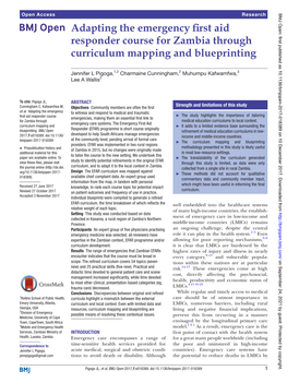 Adapting the Emergency First Aid Responder Course for Zambia Through Curriculum Mapping and Blueprinting