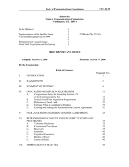 Federal Communications Commission FCC 00-99 Before The