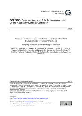 Assessment of Socio-Economic Functions of Tropical Lowland Transformation Systems in Indonesia - Sampling Framework and Methodological Approach