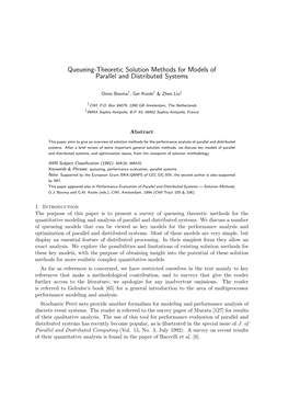 Queueing-Theoretic Solution Methods for Models of Parallel and Distributed Systems