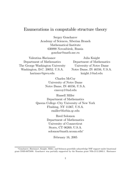 Enumerations in Computable Structure Theory