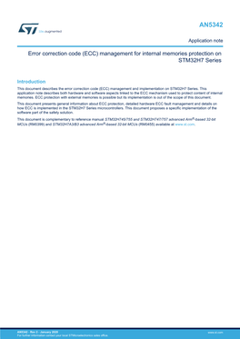 (ECC) Management for Internal Memories Protection on STM32H7 Series