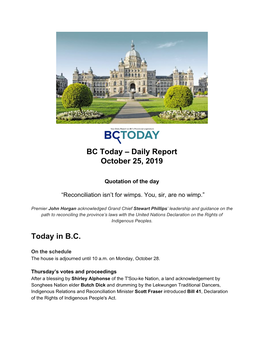 BC Today – Daily Report October 25, 2019