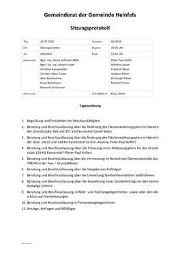 Gemeinderat Der Gemeinde Heinfels